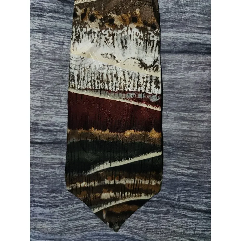 Donberry & Keats Multicolor Woodsy Made in USA 100% Silk‎ Neck Tie